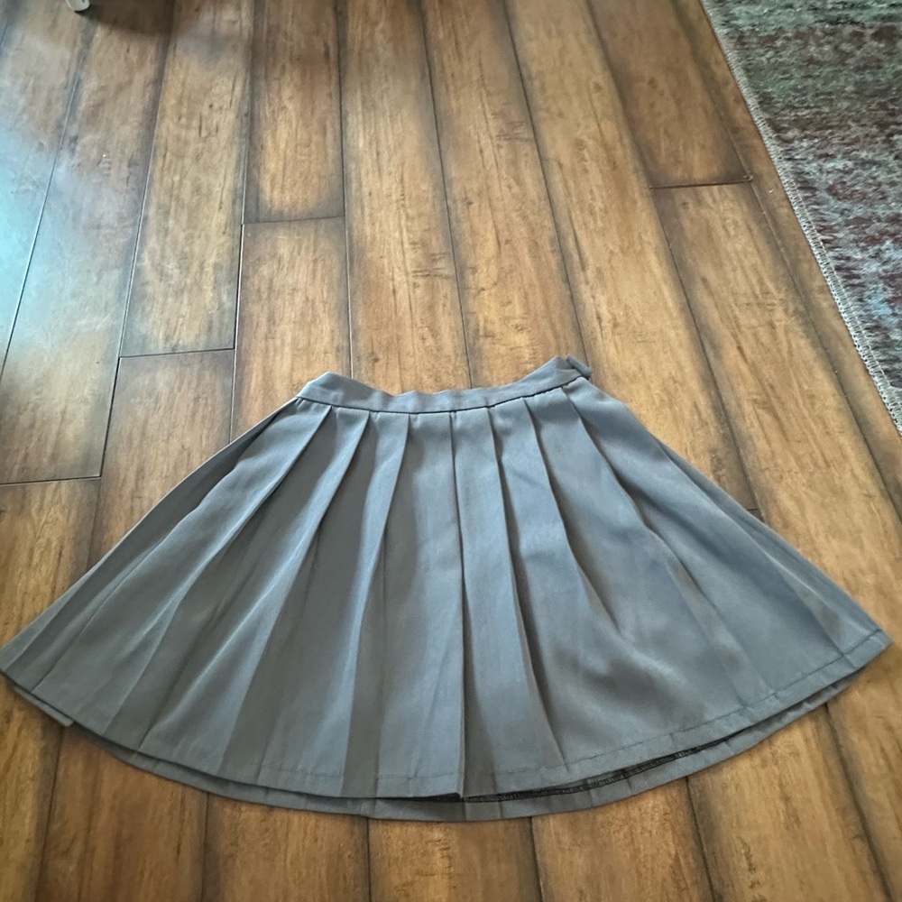 Gray Pleated Mini Skirt